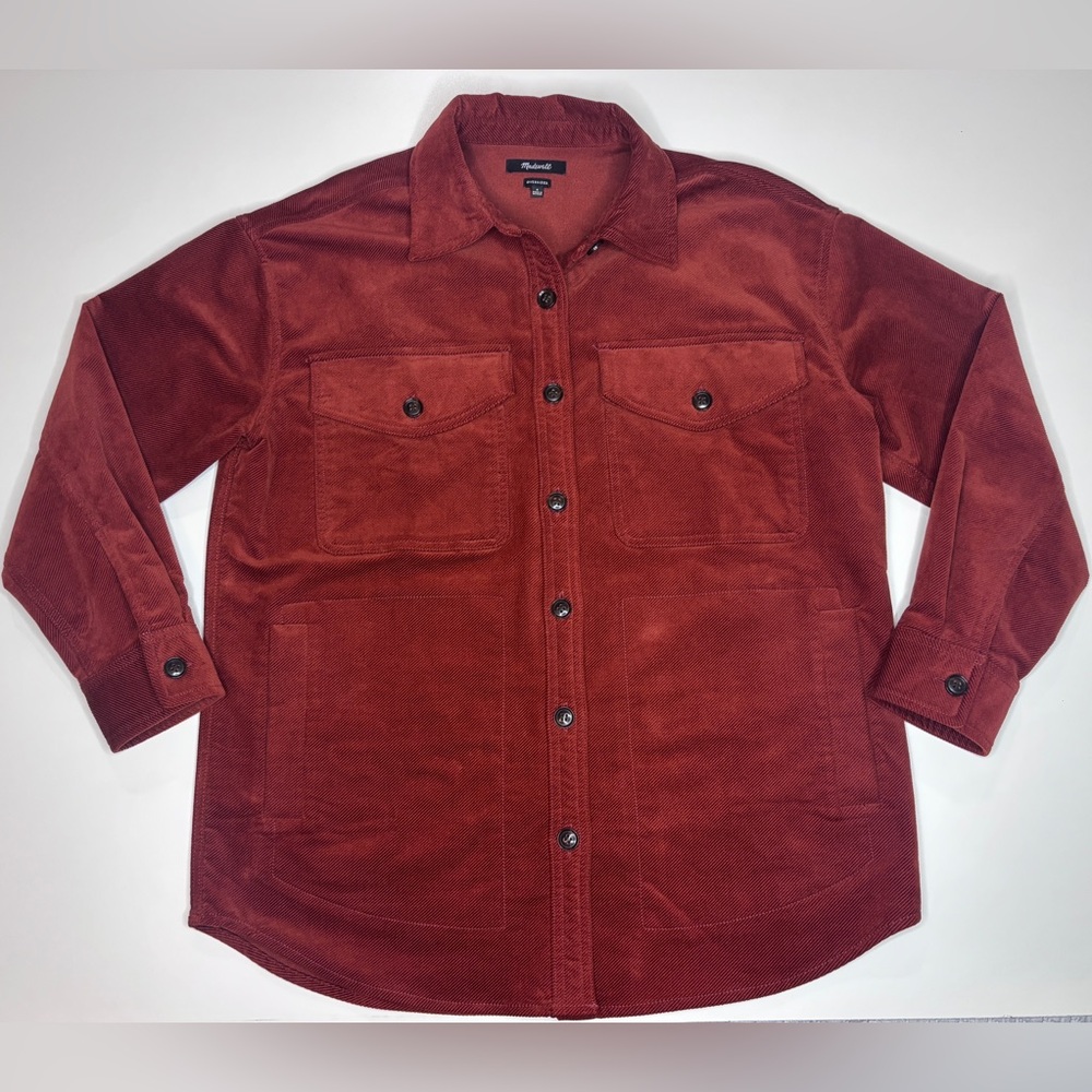 Madewell Oversized Corduroy Shacket Rust Utility Shirt Jacket